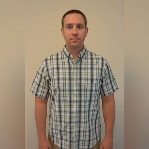 U.S. Polo Assn. Men's Green and Navy Plaid Shirt